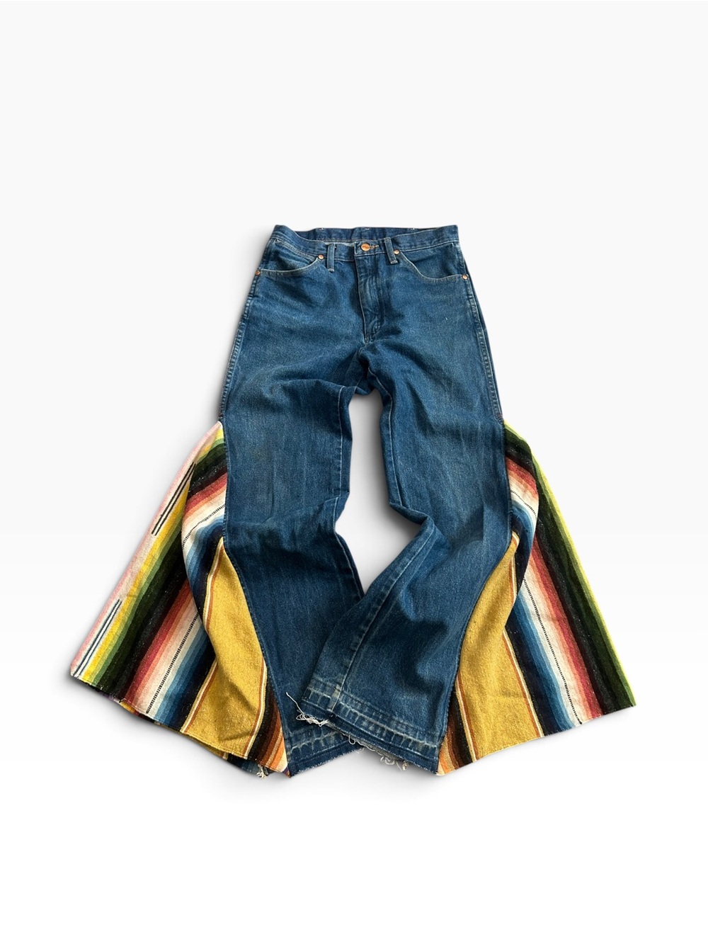 Vintage MENS 70s WRANGLER BELLBOTTOMS 31” x 32.5” Mexican Blanket Serape